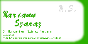 mariann szaraz business card